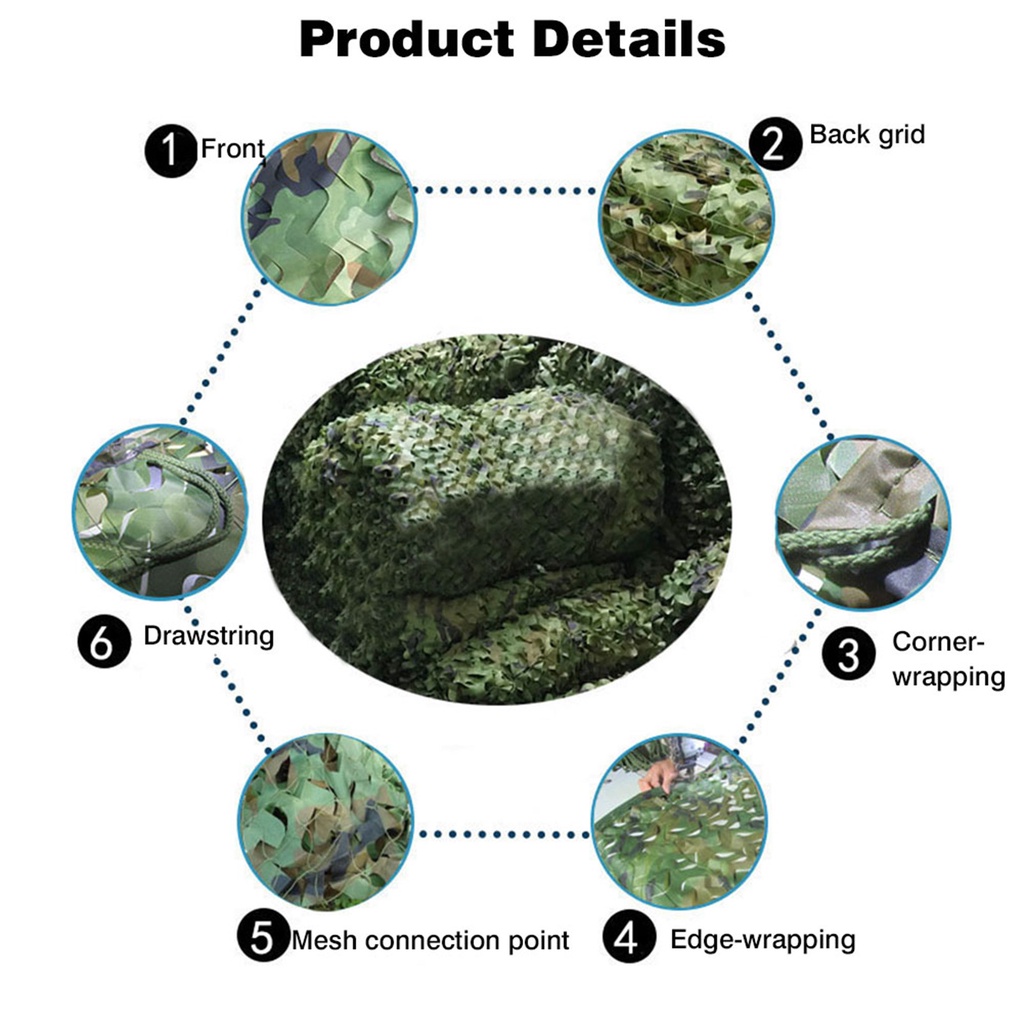 Lưới Ngụy Trang Đi Săn Chất Liệu Vải Oxford 3M X 2m Lưới ngụy trang rằn ri đi rừng