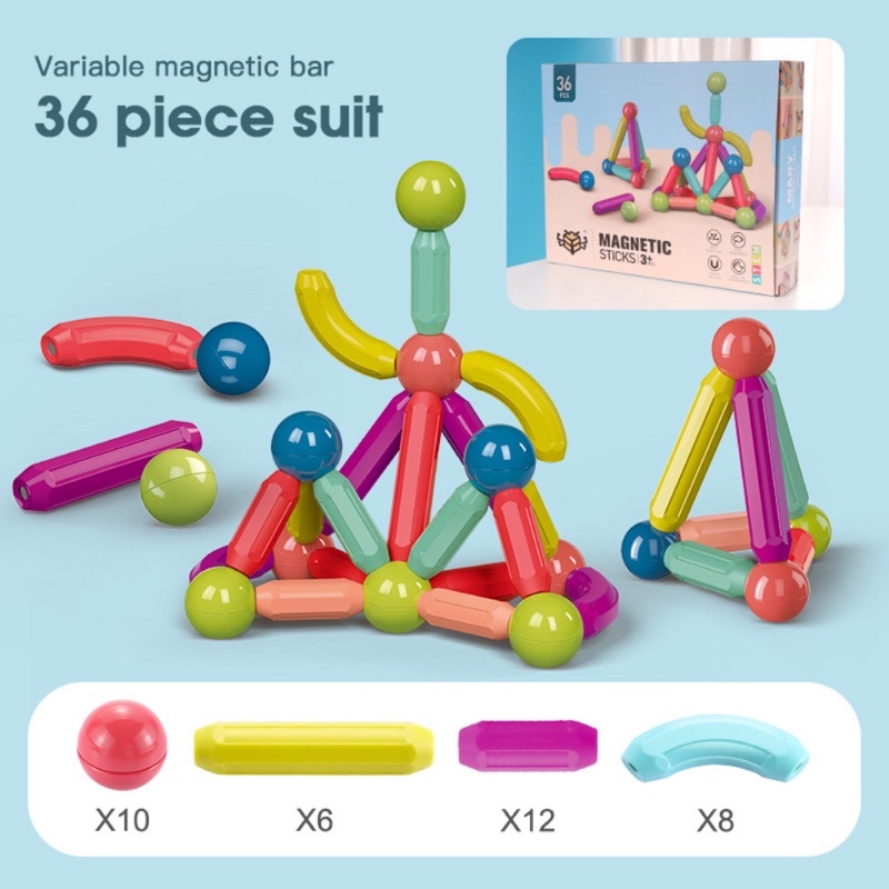 Bộ Lắp Ghép Nam Châm Hình Khối Cho Bé