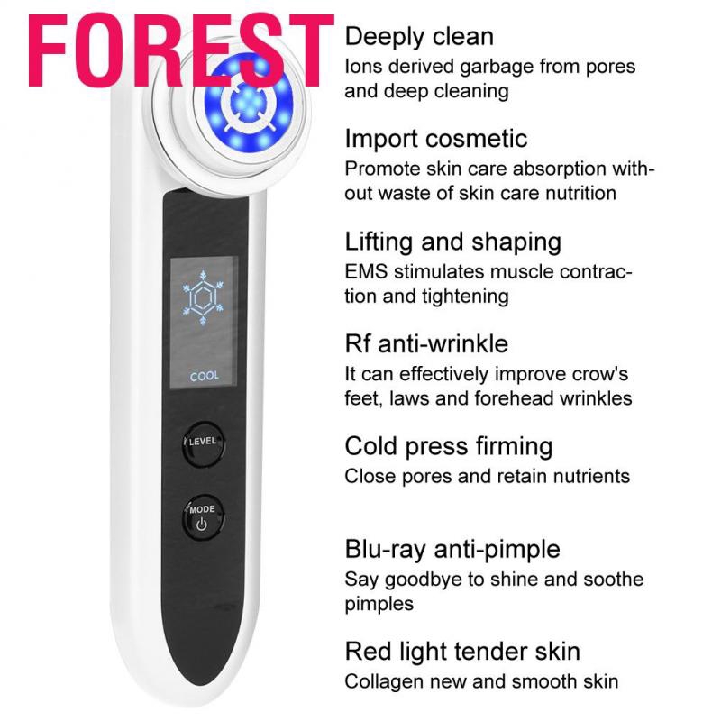 Forest 7 In 1 RF EMS Radio Frequency Skin Rejuvenation Face Lifting Beauty Device US Plug 100-240V