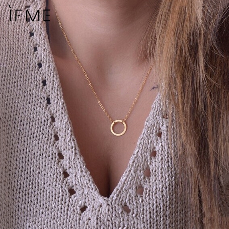 IF ME Vòng cổ hợp kim mặt nhẫn kiểu Hàn Quốc dành cho nữ