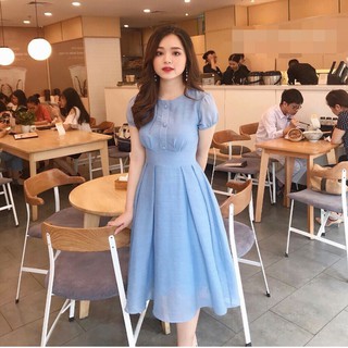 Váy Đũi Cúc Bọc - Đầm Dự Tiệc