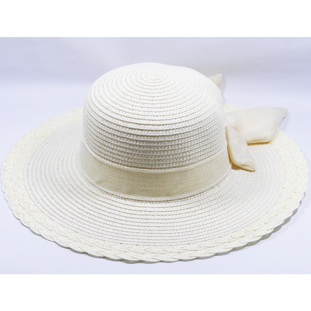 Mũ cói NƠ TO vành rộng 10 cm, vòng đầu 57 cm - chất liệu vải cói đẹp thích hợp cho chị em phụ nữ