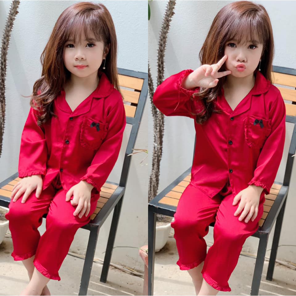 Pijama phi lụa bèo dài tay cho bé gái từ 8kg đến 25kg