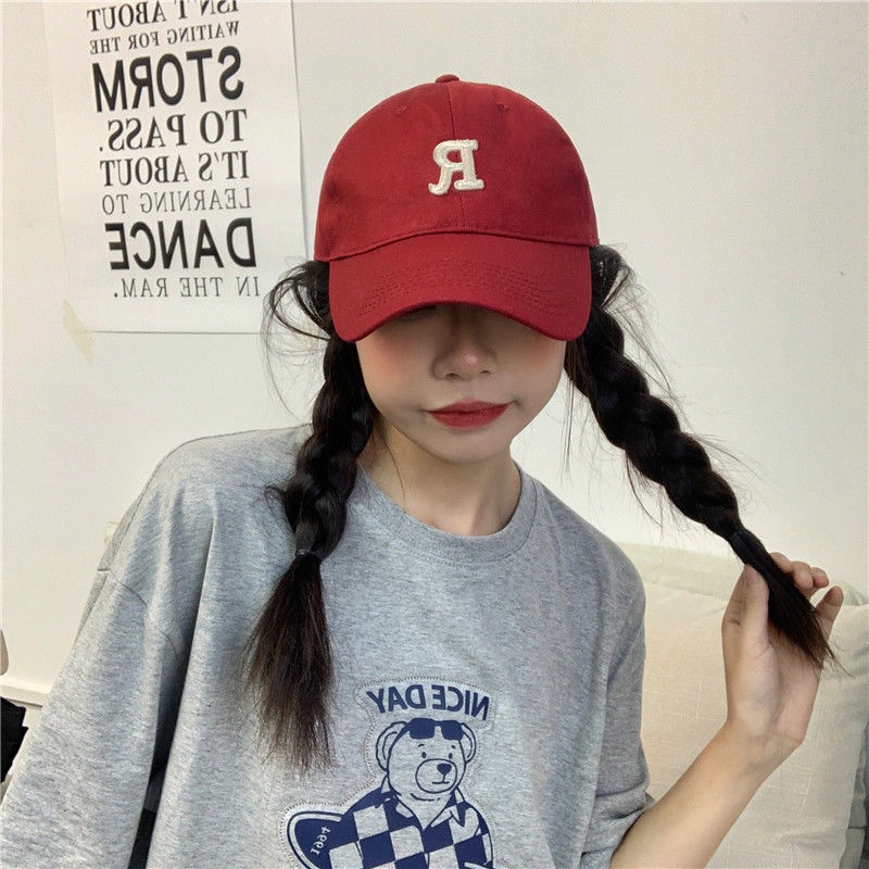 Nón Lưỡi Trai Mềm Thêu Chữ R Phong Cách hip hop Hàn Quốc Cho Nam Nữ