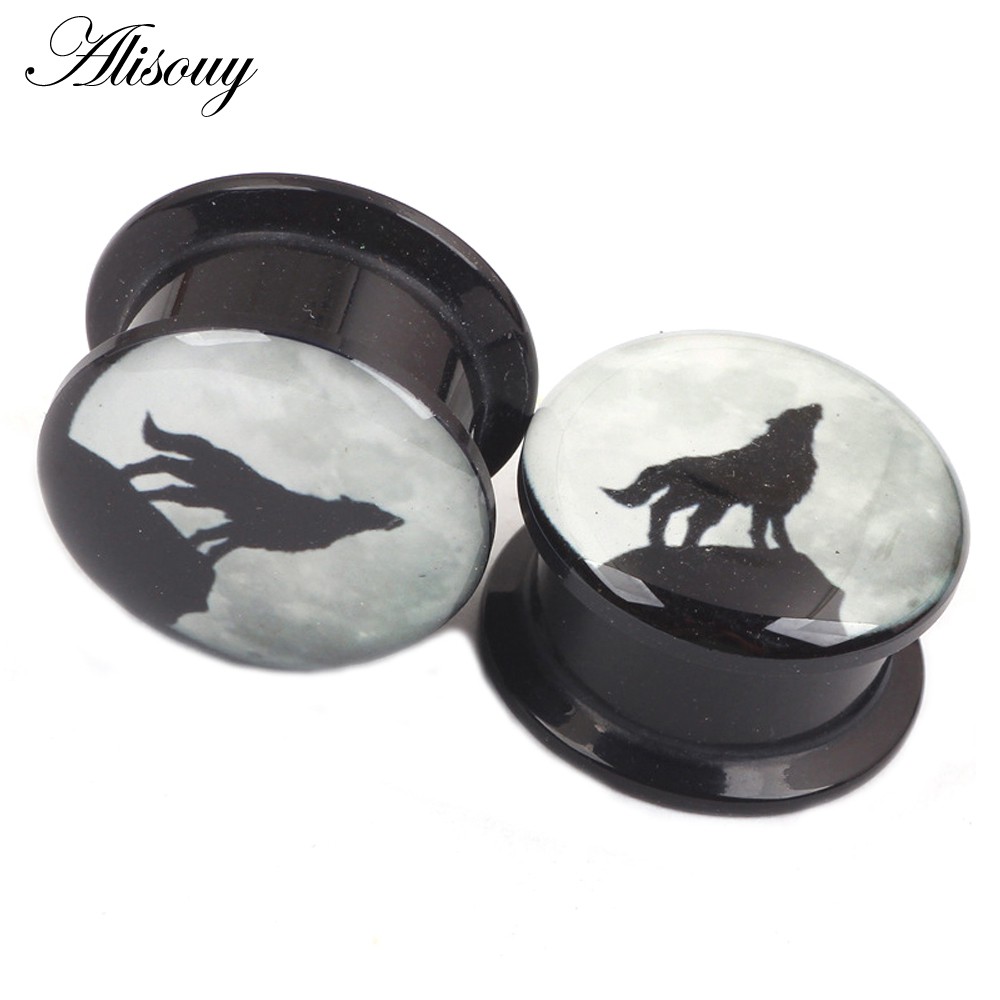 Alisouy Set 2 Khuyên Nong Tai Hình Sói Bằng acrylic