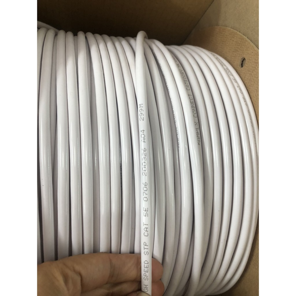 Thùng Cáp Mạng Cat 5e Chống Nhiễu AMP LX 0706 - 300M- Thùng 14.5kg- Hình Thật, Clip Thật