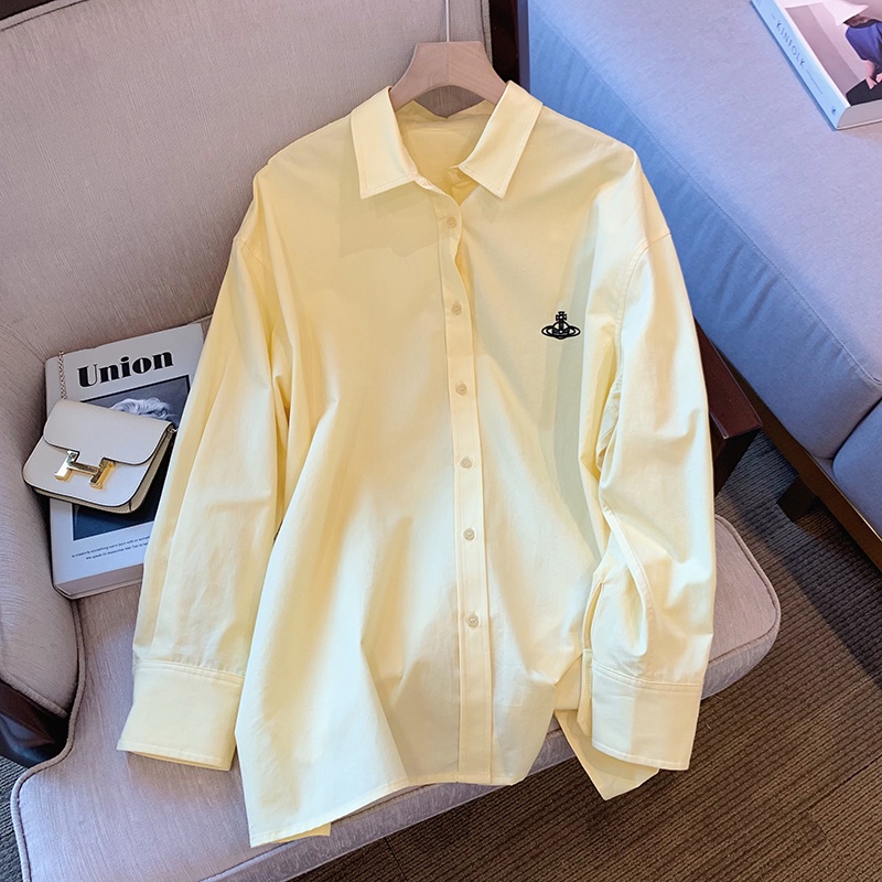 Áo sơ mi nữ ZHELIHANGFEI tay dài form rộng họa tiết thêu hợp thời trang