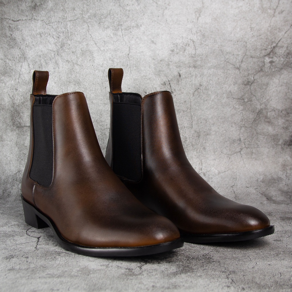 [TẶNG TẤT KHỬ MÙI CAO CẤP ] Giày Chelsea Boots Nam Nâu, Giày Bốt Cao bồi cổ cao tôn dáng, Đế cao su tăng chiều cao 5cm | WebRaoVat - webraovat.net.vn