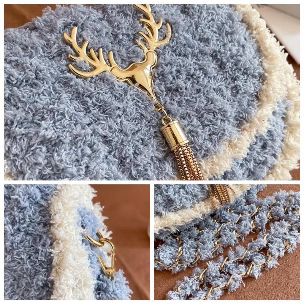 Túi handmade tự đan, túi đeo chéo dáng yên ngựa thời trang Hàn Quốc - Bộ phụ kiện đầy đủ LX502