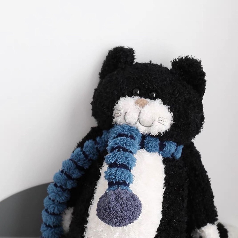 Gấu bông mèo đen Tiimo thắt khăn đáng yêu thú nhồi bông đồ chơi quà tặng Gauxinhcorner