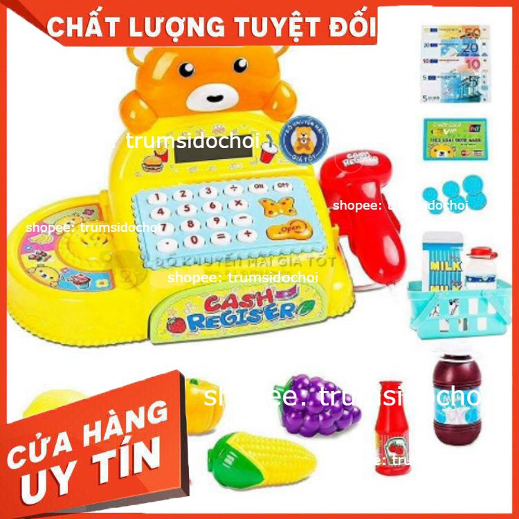 LOẠI ĐẸP- HCM- MÁY TÍNH TIỀN SIÊU THỊ GẤU CÓ ĐÈN, ÂM THANH, MÁY TÍNH THẬT (35561) 🧸