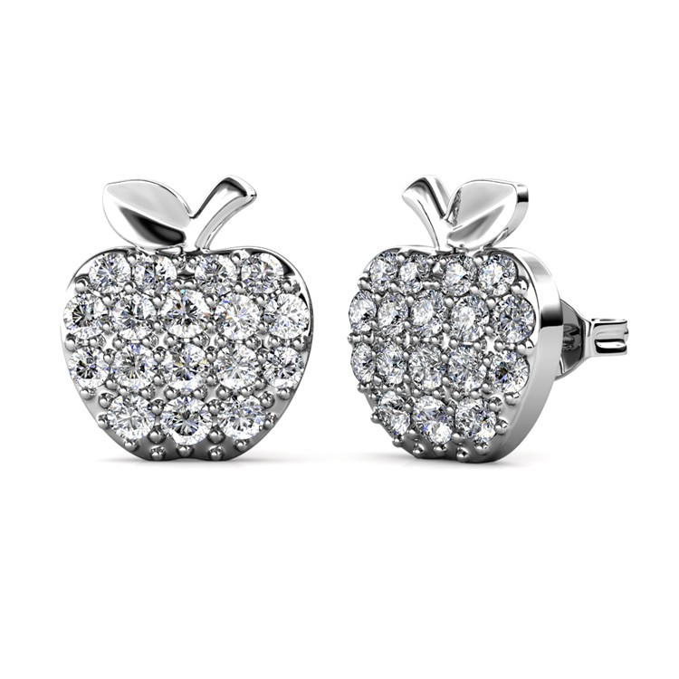 Khuyên tai bạc ý 925 pha lê Swarovski hình trái táo CECY- DE0407