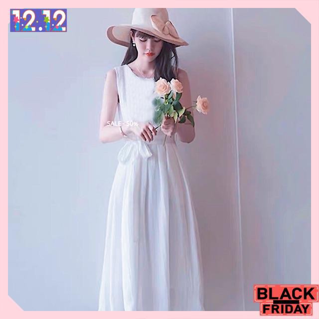 [Mã WARNSK15 giảm 15% đơn 99k] [HÀNG CAO CẤP] Đầm trắng sát nách thắt eo (kèm hình thật) | BigBuy360 - bigbuy360.vn