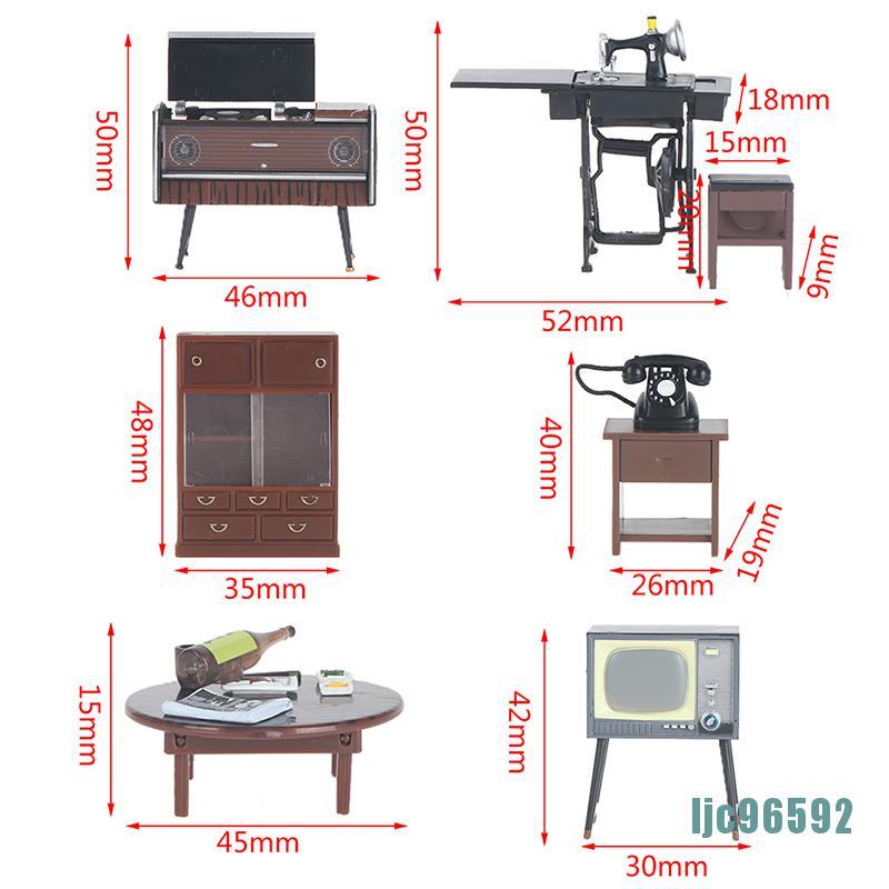 Bộ Bàn Ghế Tv Nội Thất Cho Nhà Búp Bê Ljc96592 Tỉ Lệ 1: 18