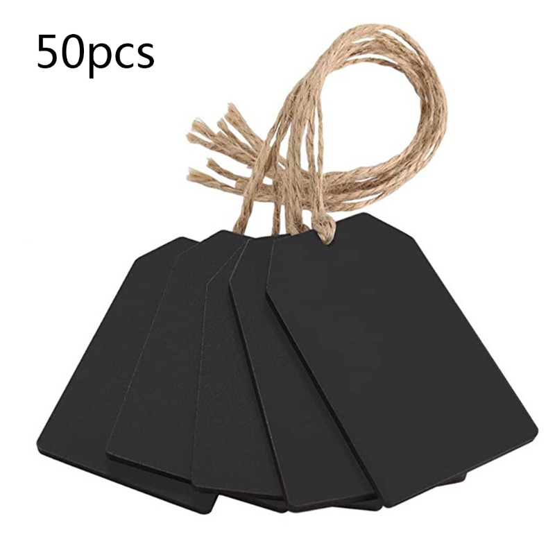 Bộ 50 Tấm Nhãn Đen Có Thể Xóa Được Dùng Đánh Dấu Kèm Dây Treo Tiện Dụng