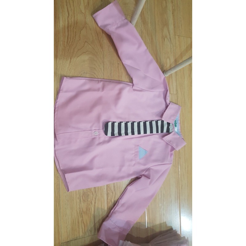 27-47kg ÁO SƠ MI ĐEN DÀI TAY VÀ SƠMI HỒNG KÈM VÀ VẠT CHO BÉ TRAI SANG TRỌNG LỊCH LÃM