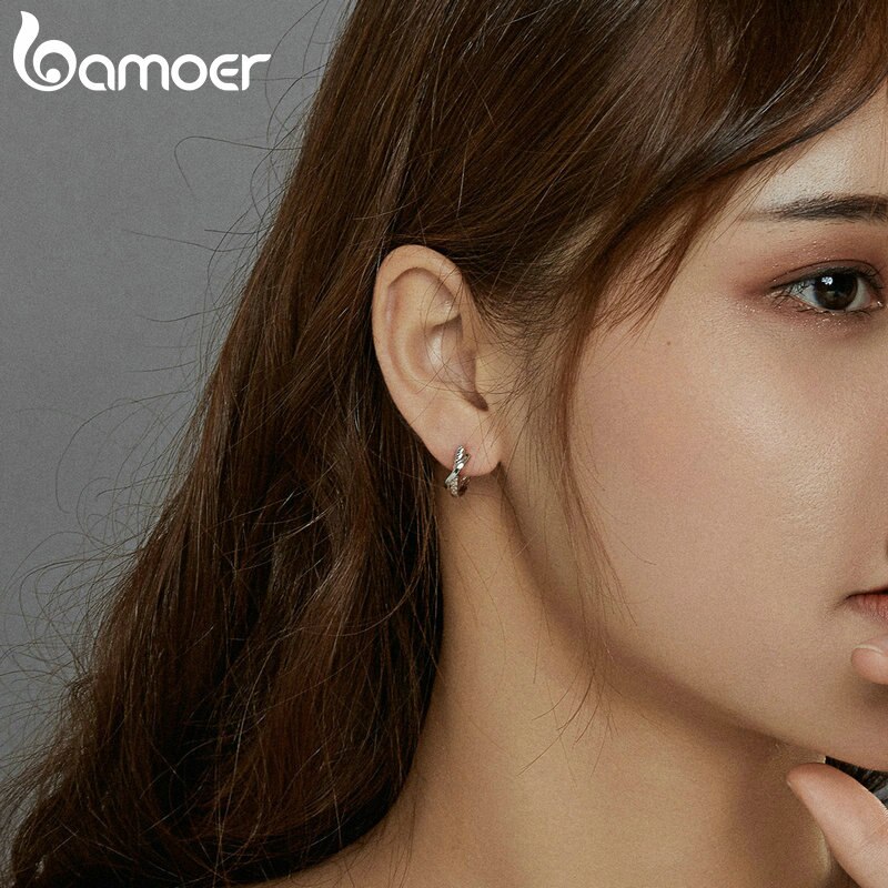 Khuyên tai BAMOER BSE440 bạc 925 dạng nút vặn cho phái nữ không gây dị ứng