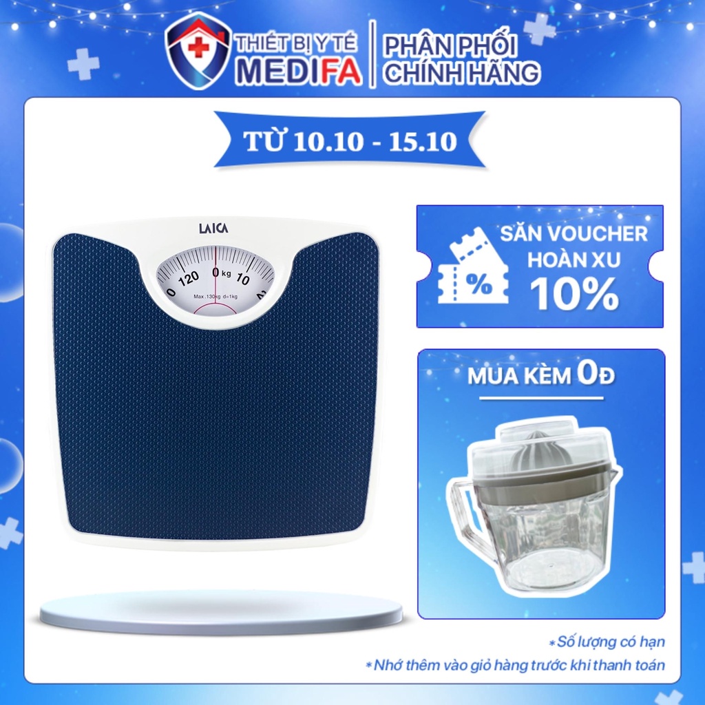 Cân sức khỏe cơ học Laica PS2018 độ chính xác cao, dùng cho cả người lớn và trẻ em, cân tối đa 130kg