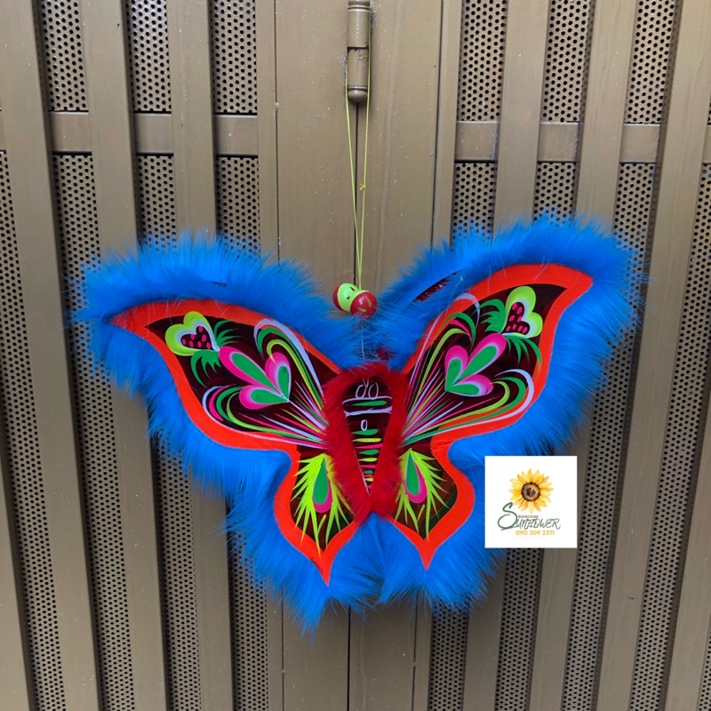 Lồng đèn trung thu giấy kiếng buom nhiều màu trang trí lông dán