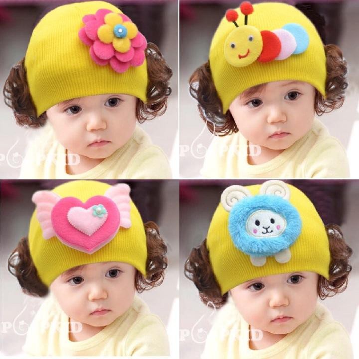 Mũ len tóc giả cho bé (giao mẫu ngẫu nhiên)