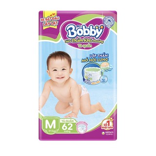 Tã Quần Bobby Gói Siêu Lớn M62/ L54/ XL48/ XXL44