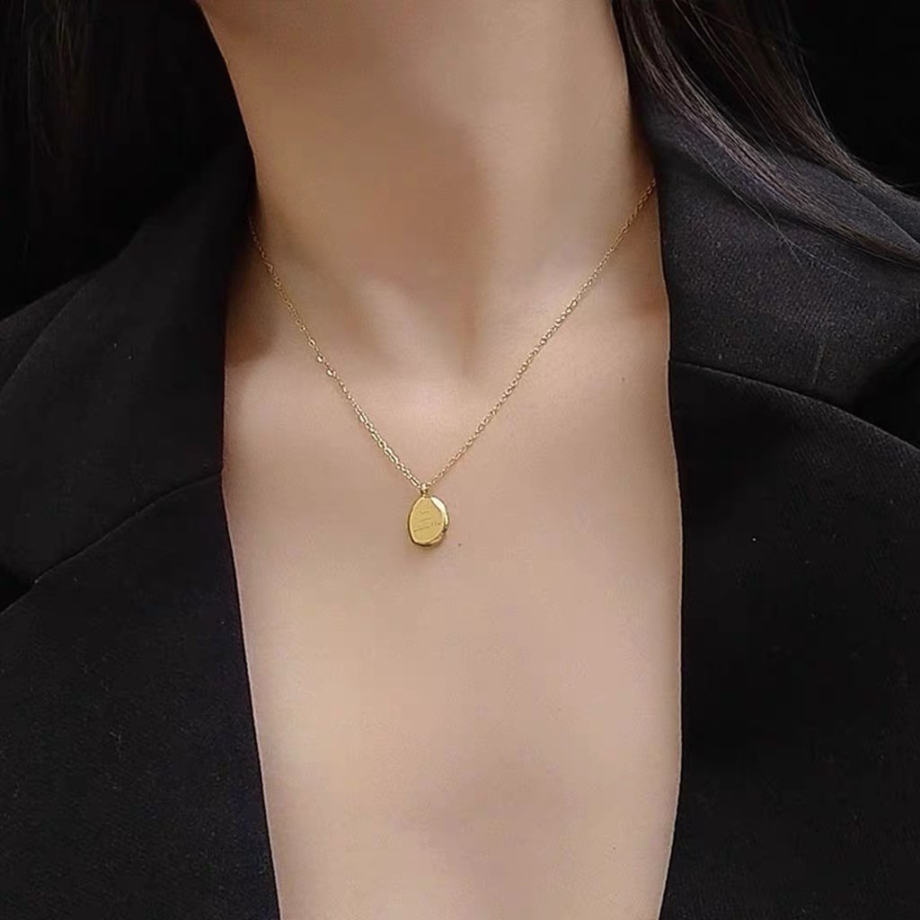 Dây Chuyền Thép Titan Mạ Vàng 18k Không Gây Dị Ứng Thiết Kế Đơn Giản Thời Trang Cho Nữ