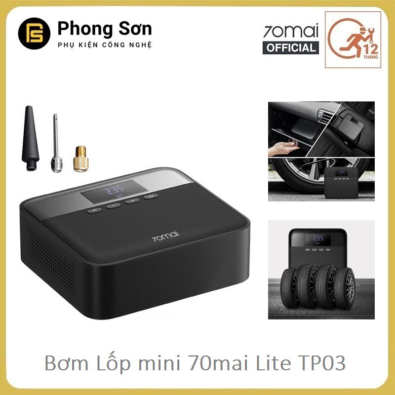 Máy bơm lốp ô tô mini Xiaomi, Máy bơm xe hơi mini 70Mai Midrive TP03, Áp lực 11bar, bơm siêu nhanh -BH 06 Tháng