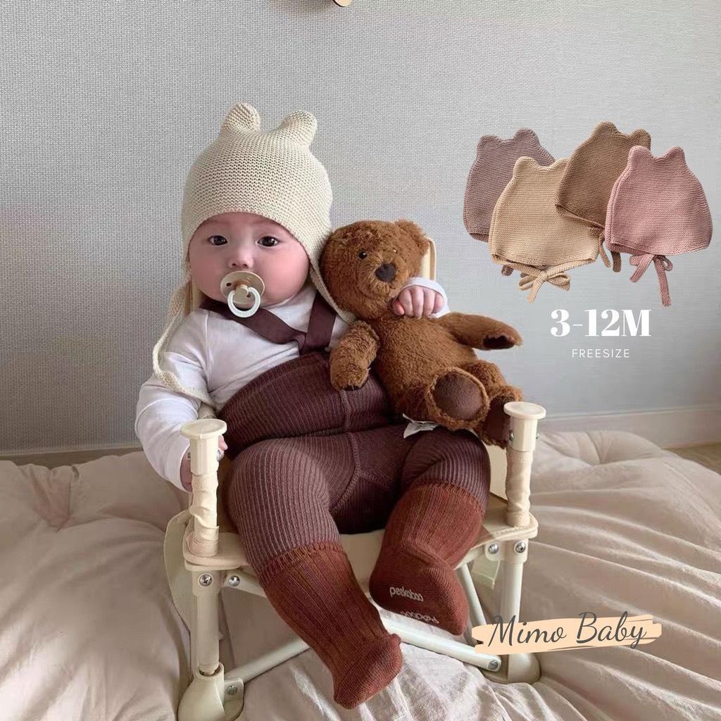 60 Mũ len có dây buộc phong cách hàn quốc co giãn cho bé (3-12 tháng)