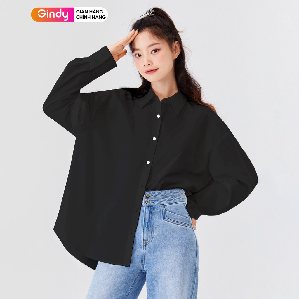 Áo sơ mi nữ dài tay chất Kate dài tay nhiều màu GINDY basic trơn form rộng dáng suông thời trang nữ A018