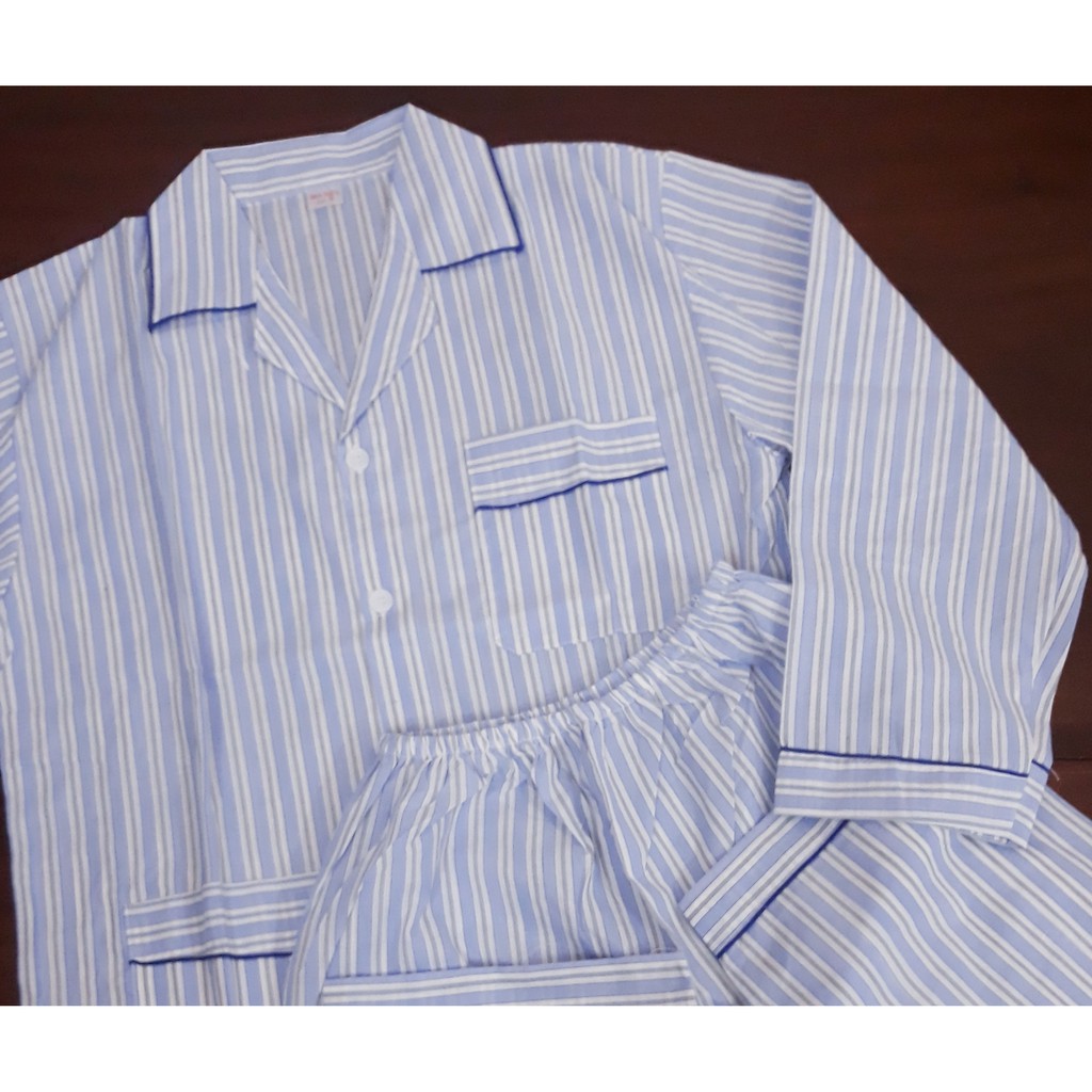 [Ảnh Thật]Bộ pijama nam có bigsize cho ông, trung niên kate, kẻ sọc (dài tay) | BigBuy360 - bigbuy360.vn