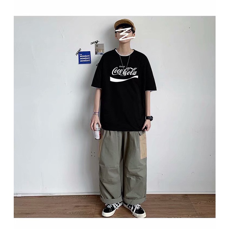 Áo thun tay lỡ unisex in chữ COCO COLA phong cách hàn quốc nam nữ mặc đều đẹp