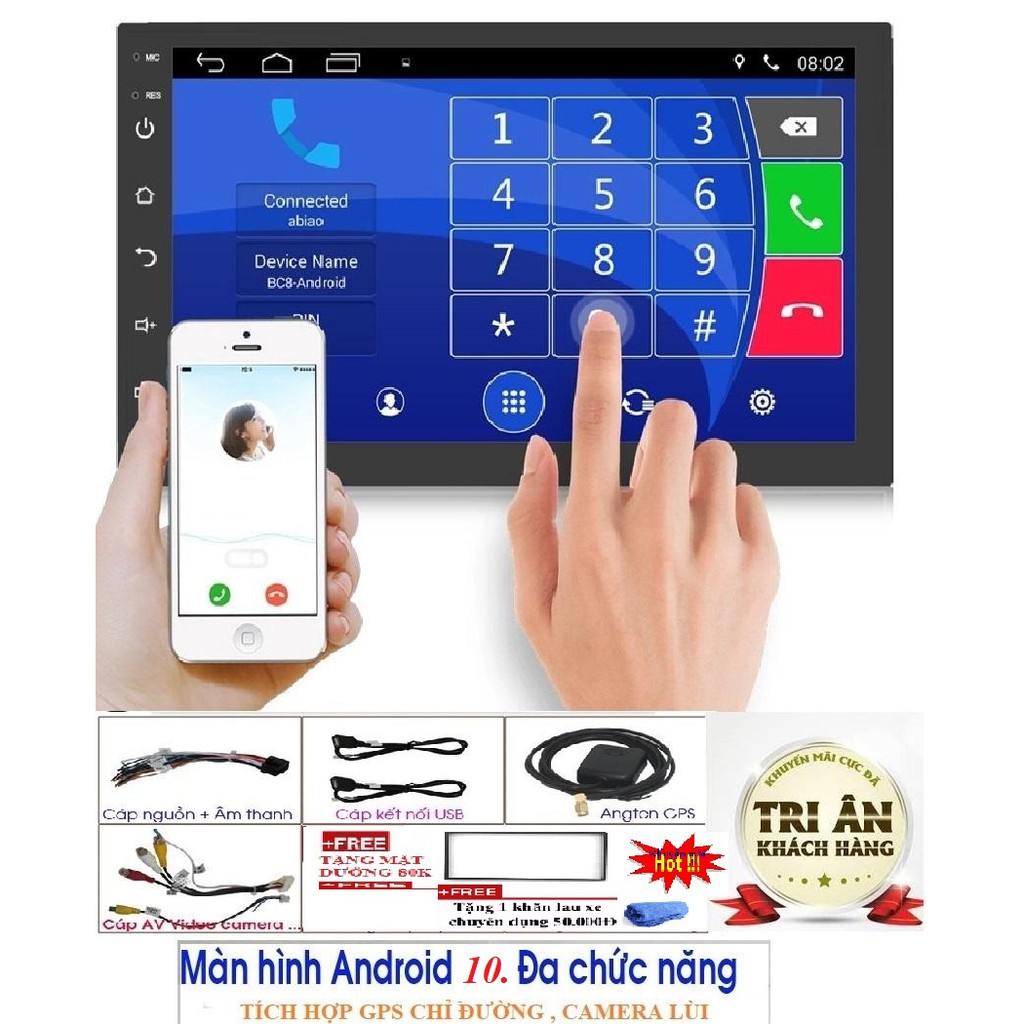 Màn hình ô tô giá rẻ- Màn hình android Wifi,GPS  đa chức năng, sử dụng Tiếng Việt TẶNG MẶT DƯỠNG