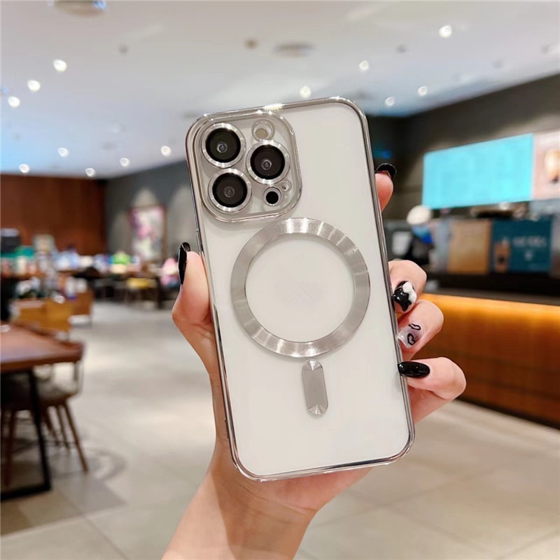 Ốp Điện Thoại Kính Cường Lực Nam Châm Mạ Điện Cao Cấp Cho Iphone 13 14 12 11 max promax
