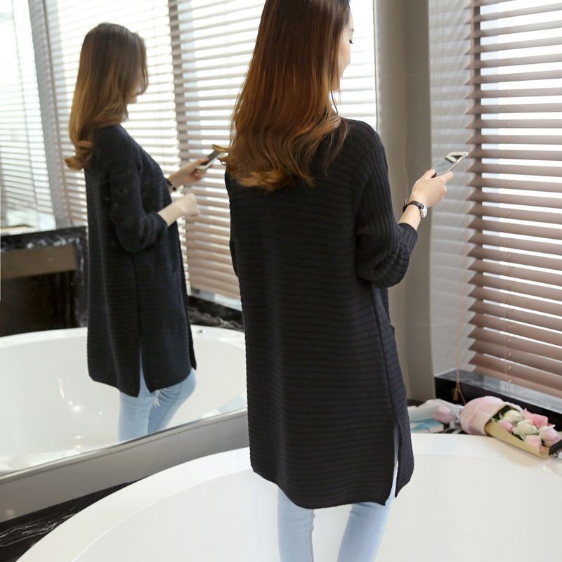 Áo khoác len Cardigan dáng dài xẻ tà phong cách Hàn Quốc siêu xinh | BigBuy360 - bigbuy360.vn