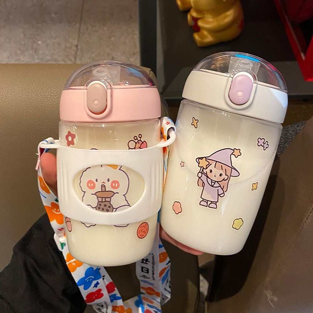 Bình nước 380ml họa tiết hoạt hình 3D nhiều màu sắc