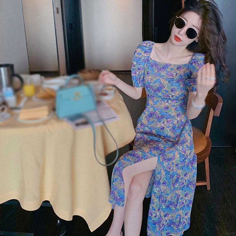 Đầm Tay Ngắn Hoạ Tiết Hoa Thiết Kế Xẻ Quyến Rũ | BigBuy360 - bigbuy360.vn