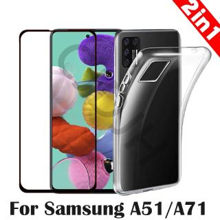 Ốp Lưng Tpu Siêu Mỏng 2 Trong 1 + Kính Cường Lực Cho Samsung Galaxy A51 A71 A 515f A 71