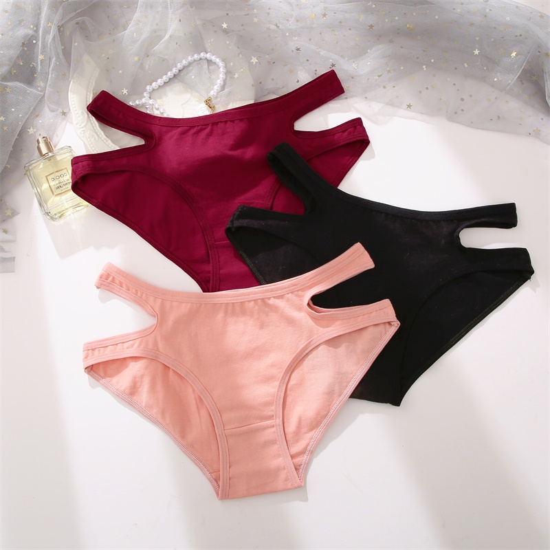 Cute Byte Quần lót CuteByte vải cotton mềm mại màu trơn thiết kế dây chéo quyến rũ cho nữ