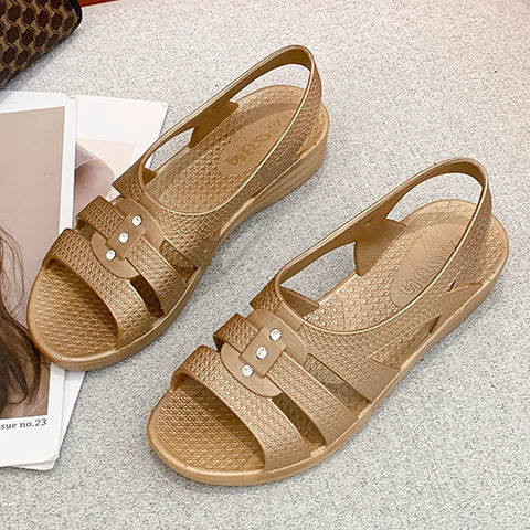 Giày Sandal Nữ Mới Thời Trang Phẳng XL Chống Trượt Mặc Làm Việc Mềm Người Trung Niên Và Người Già Dép Mềm Của Phụ Nữ