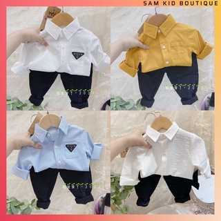 [Hàng Xuất Dư] Áo Sơ Mi Cho Bé Trai , Áo Sơ Mi Phong Cách Hàn Quốc Cho Bé Trai 10-20kg