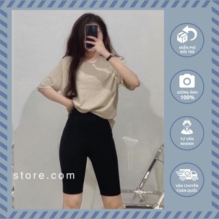 Quần Legging Đùi Nữ Dáng Lửng Màu Đen Trơn Chất Thái Dày Dặn Co Giãn Thoáng Mát Không Xổ Lông