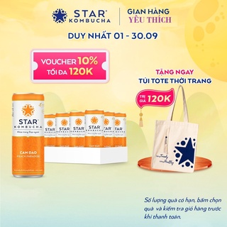 Thùng 12 lon thức uống lên men STAR KOMBUCHA Cam Đào / Peach Paradise (250ml/lon)
