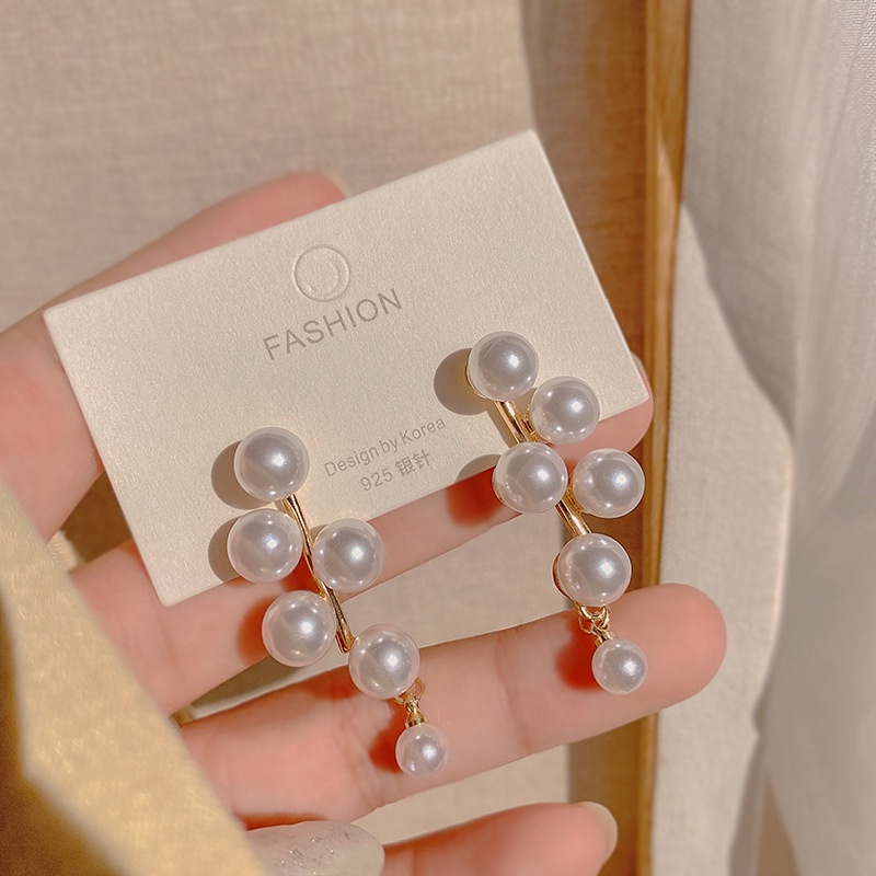 Bông Tai Hình Lá Đính Ngọc Trai Giả Thời Trang Hàn Quốc Dành Cho Nữ