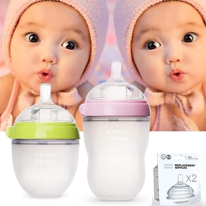 (GIÁ TỐT) Bình sữa cho bé , bình sữa silicon comotomo,núm ti siêu mềm, chống đầy hơi, kích thích bé ti 150ml/250ml