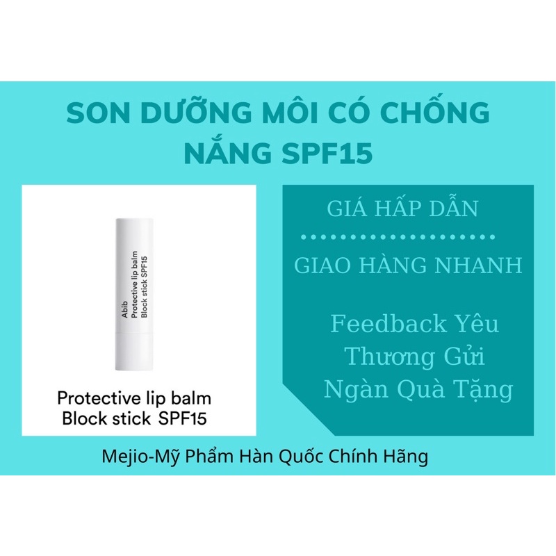 (Kèm Quà Tặng)Son dưỡng môi Abib có chống nắng SPF15 tiện dụng 3.3g