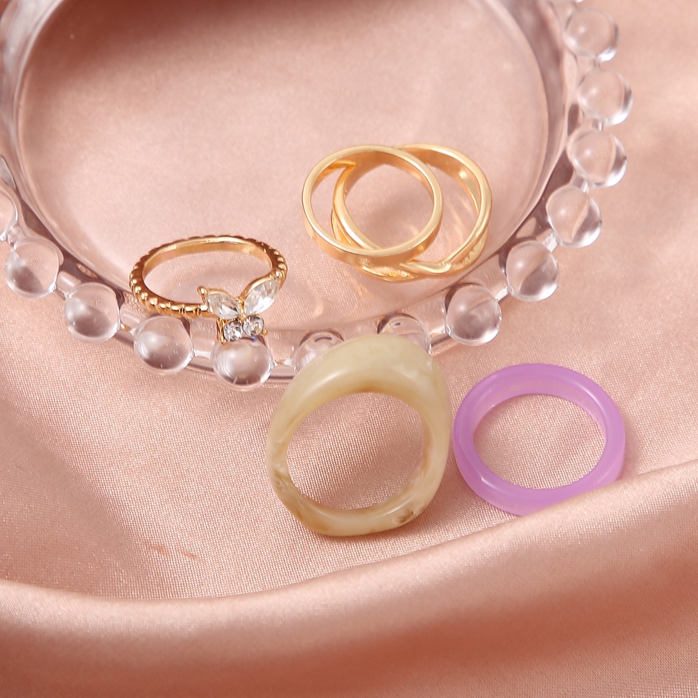 IF ME Set 5 Nhẫn Đeo Khớp Ngón Tay Hình Bướm Đính Đá Thời Trang Cho Nữ