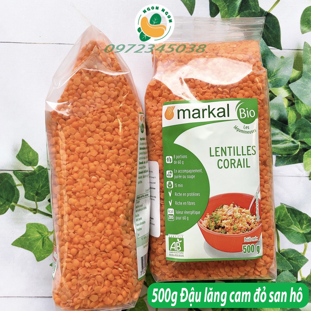 (Organic) Đậu lăng đỏ cam san hô hữu cơ cao cấp Markal 500g