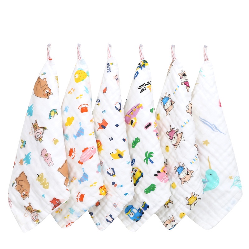 Khăn Cotton 6 Lớp Mềm Mại Kích Thước 30x30cm Cho Bé