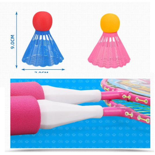 Bộ 2 vợt cầu lông cho bé tập đánh cầu 43x23cm+Tặng kèm 2 quả cầu, nhiều màu, giao màu ngẫu nhiên