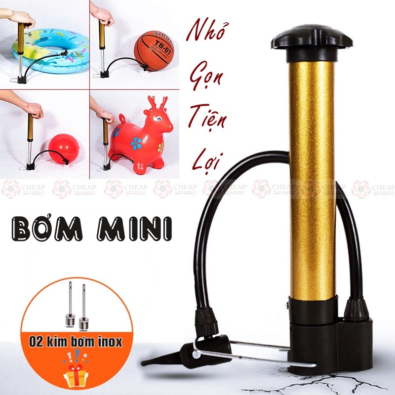 Ống Bơm Tay Mini 21cm Chất Liệu Hợp Kim Nhôm Siêu Tiện Lợi Dùng Để Bơm Bóng Đá, Bóng Chuyền, Bóng Rổ, Bơm Phao, Bơm Xe